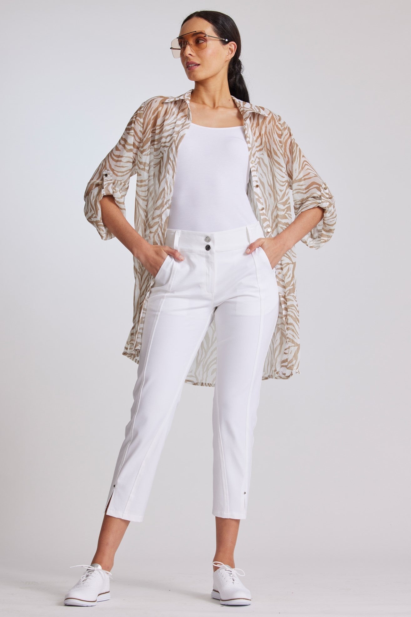 PAULA RYAN Panelled Crop Jean - White - Paula Ryan