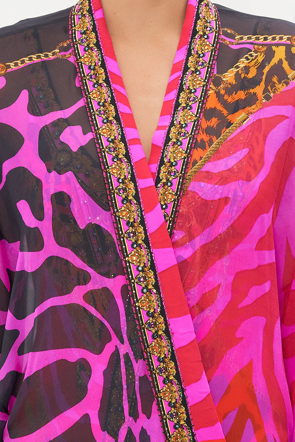 CAMILLA Mid Length Kimono Layer with Collar - Always Change Your Spots - CAMILLA - [product type] - Magpie Style