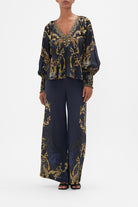 CAMILLA - Shirred Cuff Blouse - Moonlight Melodies - Magpie Style