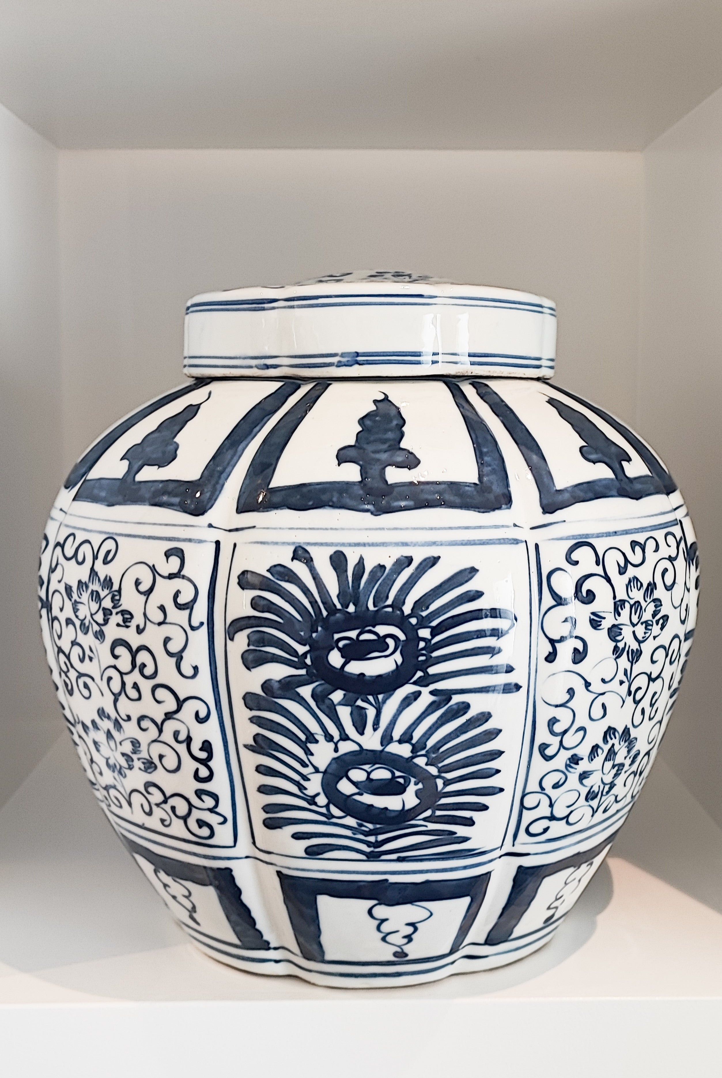 MAGPIE HOME Round Chinoisery Handpainted Ceramic Jar - Magpie Home - [product type] - Magpie Style
