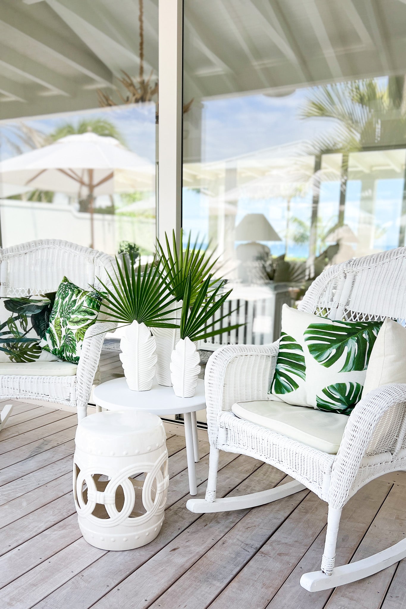 MAGPIE HOME Santa Barbara White Glossy Ceramic Stool - Magpie Home - [product type] - Magpie Style