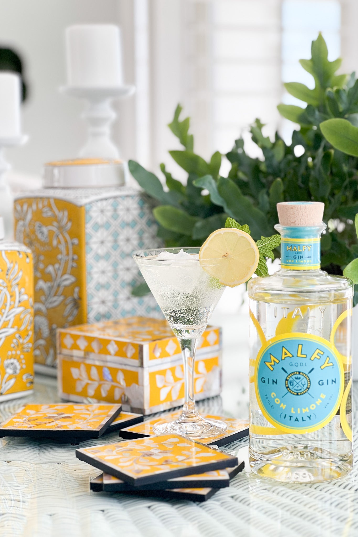 MAGPIE HOME Mother of Pearl Inlay Box + Coasters - Sunflower - Magpie Home - [product type] - Magpie Style