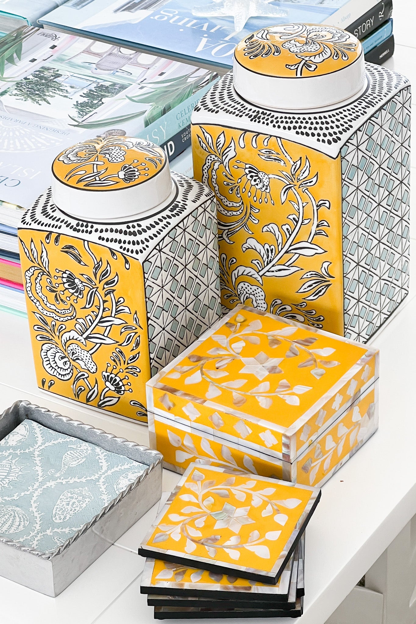 MAGPIE HOME Retro Floral Ginger Jars (Set of 2) - Magpie Home - [product type] - Magpie Style