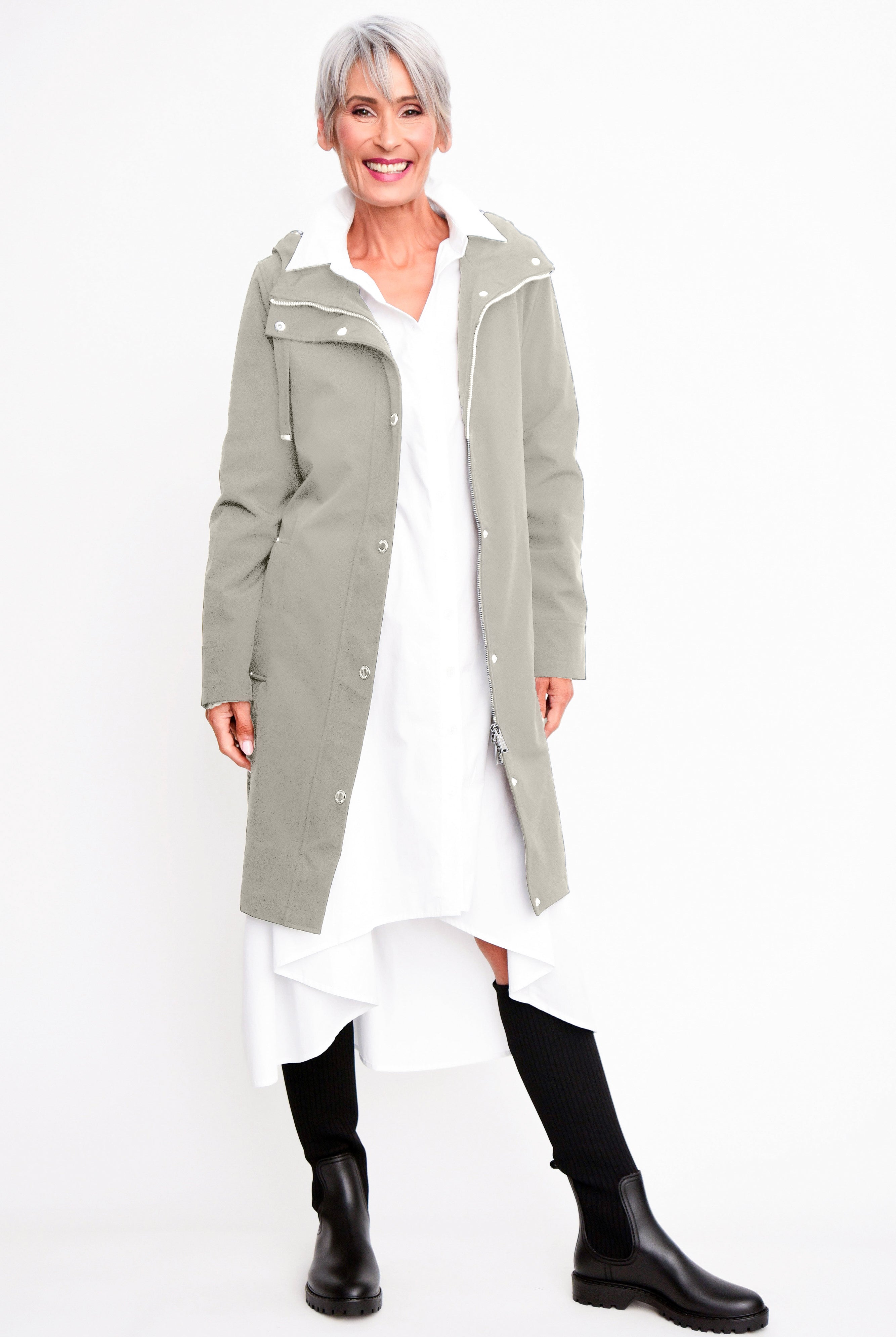 MOKÉ Rach Long Lined Soft Shell Jacket - Oyster - Magpie Style
