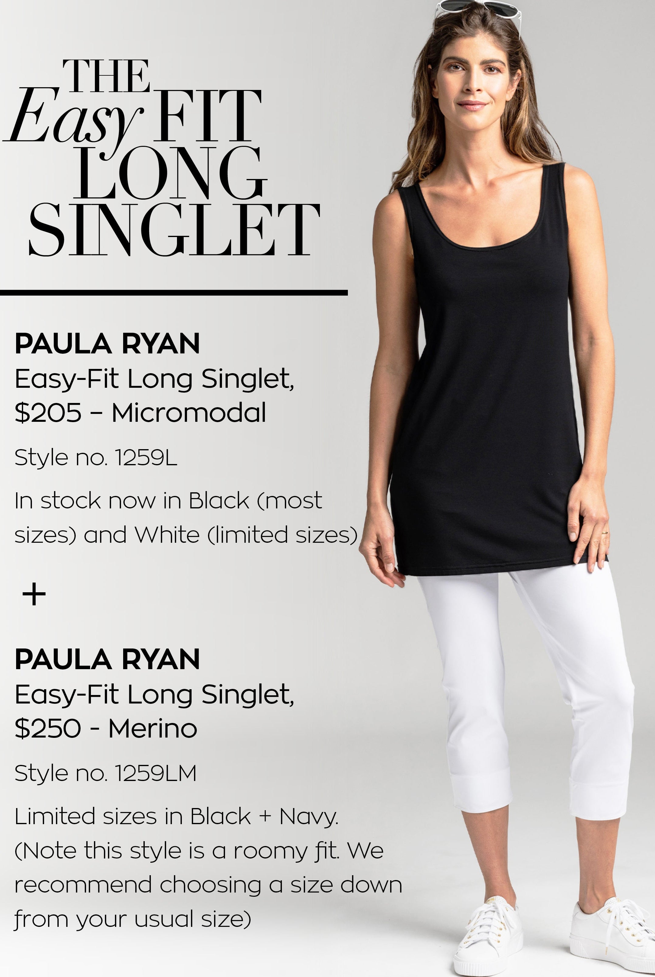 PAULA RYAN ESSENTIALS Easy Fit Singlet - Long - Micromodal - Paula Ryan