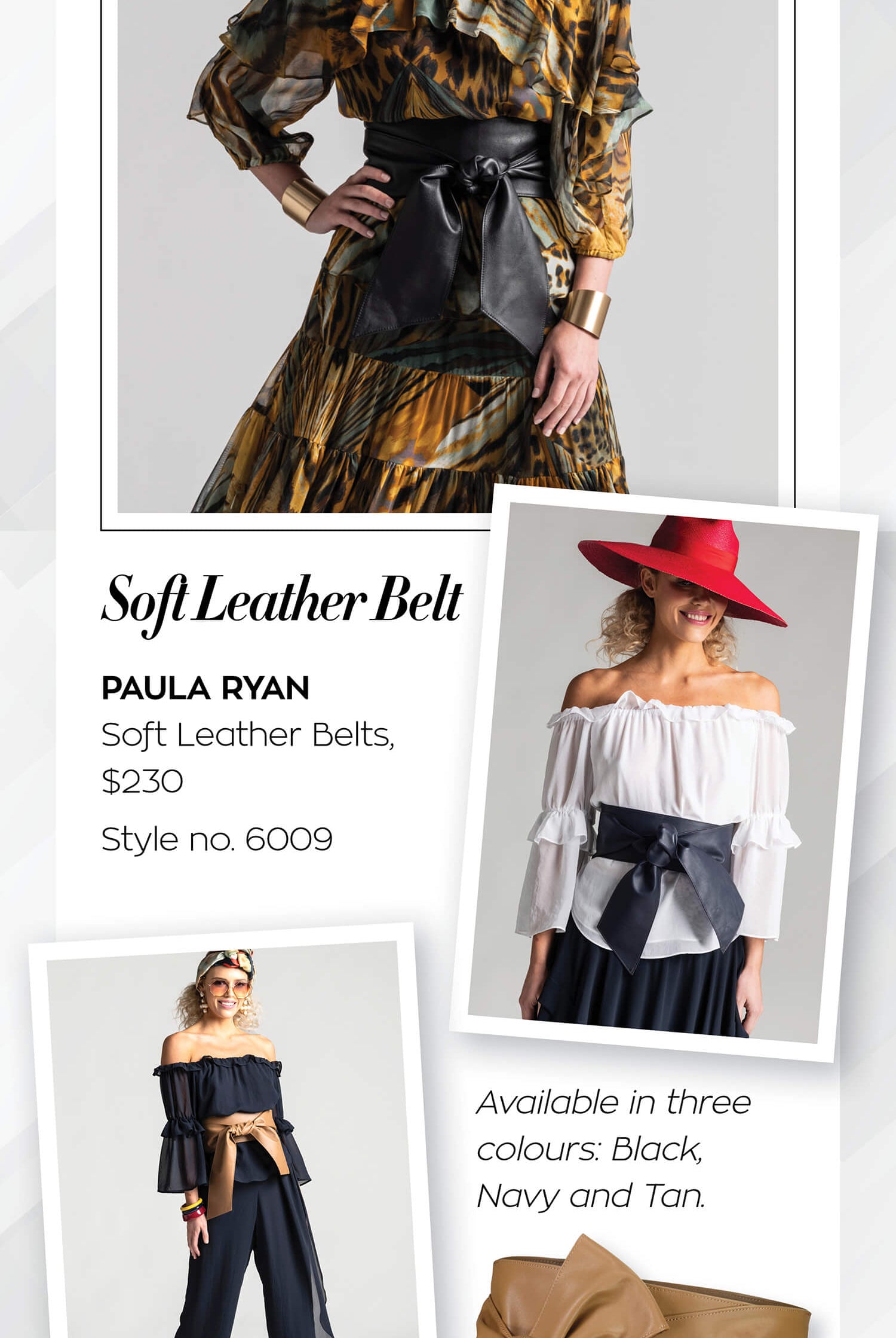 PAULA RYAN Soft Leather Wrap Belt - Navy - Paula Ryan