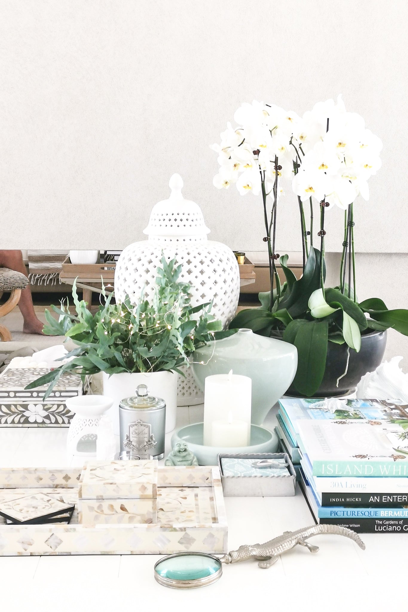 MAGPIE HOME Mother of Pearl Inlay Tray - Off White - Magpie Home - [product type] - Magpie Style