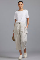 PAULA RYAN Washer Linen Casual Pant - Sand - Paula Ryan