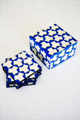MAGPIE HOME Resin Inlay Box with Coasters - Blue