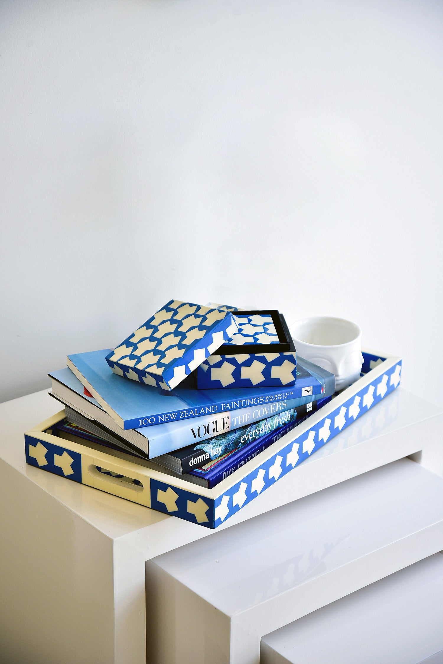 MAGPIE HOME Resin Inlay Box with Coasters - Blue - Magpie Home - [product type] - Magpie Style